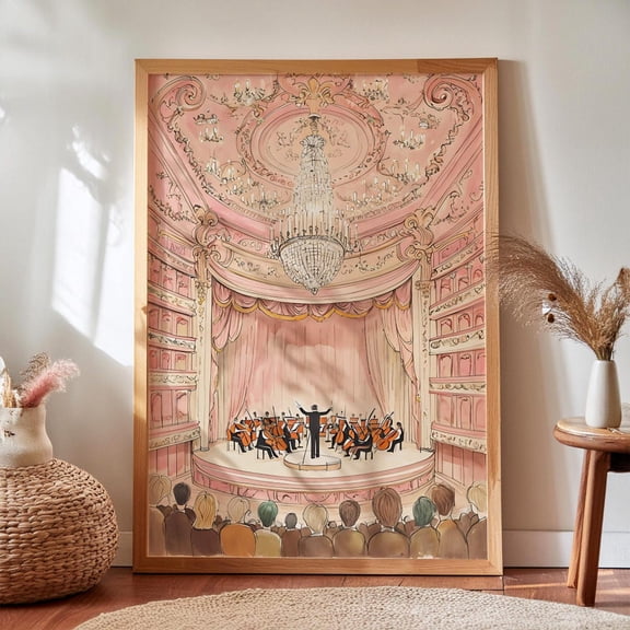 Pink Wall Art, Pink Decor, Opera Poster, Feminine Wall Art, Girly Poster, Girly Room Decor, New York Poster, London Poster, Print UNFRAMED PAPER POSTER, Home Decor, Vintage Gift, Living Room Dercor