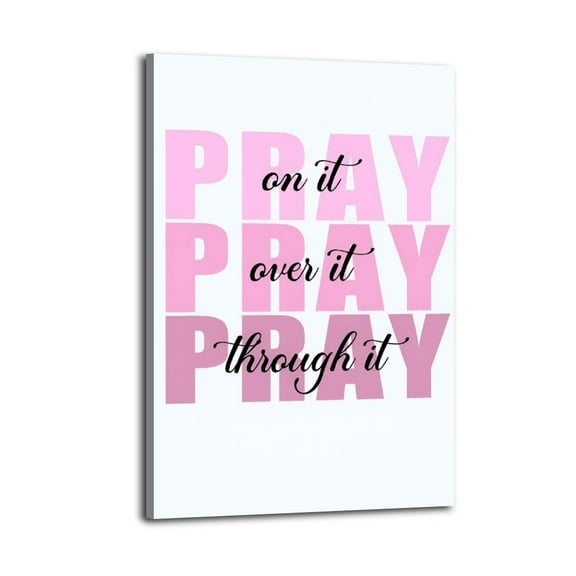 Pink Wall Decor Bible Verse Wall Art,Inspirational Decoration Pray Over It-1 Poster Wrapped Wooden Frame Wall Decor,Canvas Wall Art for Living Room,Bedroom,Office,Ready to Hang
