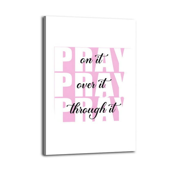 Pink Wall Decor - Inspirational Pray Over It-1 Poster Wrapped Wooden Frame Wall Decor,Canvas Wall Art for Living Room,Bedroom,Office,Ready to Hang