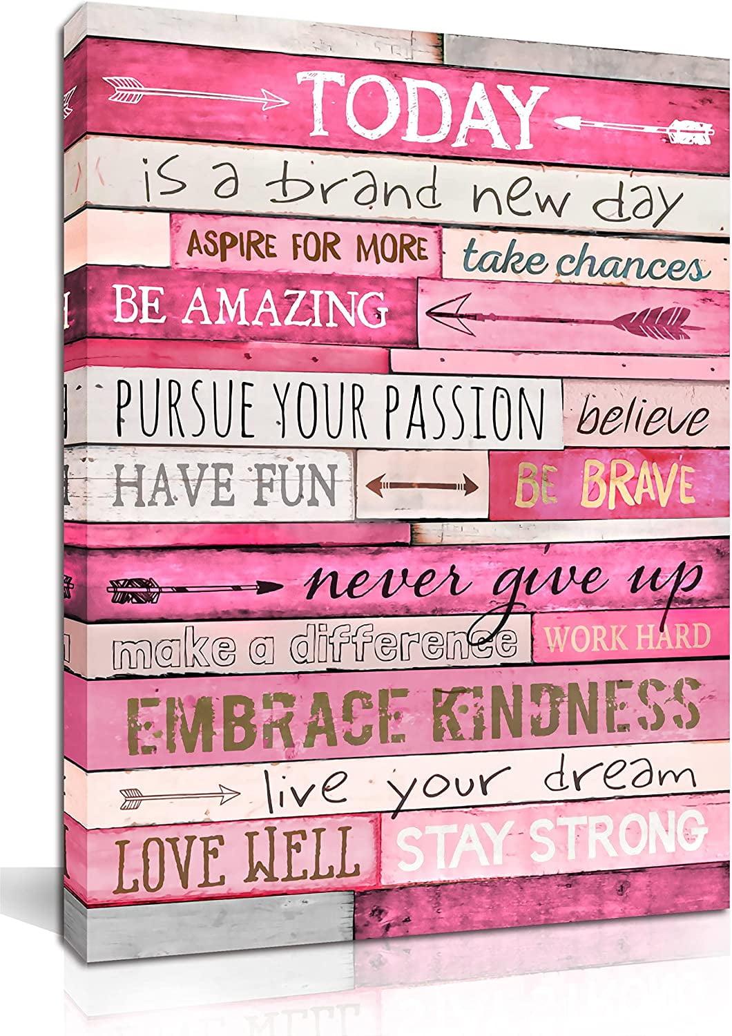 Pink Wall Decor - Inspirational Quotes Wall-Art - Motivational Bedroom  Decor For Teen Girls - Office Gifts For Women With Framed Canvas Artwork  Ready to Hang 15\, image size:1060x1500