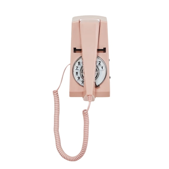 Pink Wall Phone for Home, Vintage Decorative Wall-Mounted Landline Telephone for Home, Old Fashion Rotary Dial Phone with Redial,Solid Trimline Phones for Office/Hotel/School