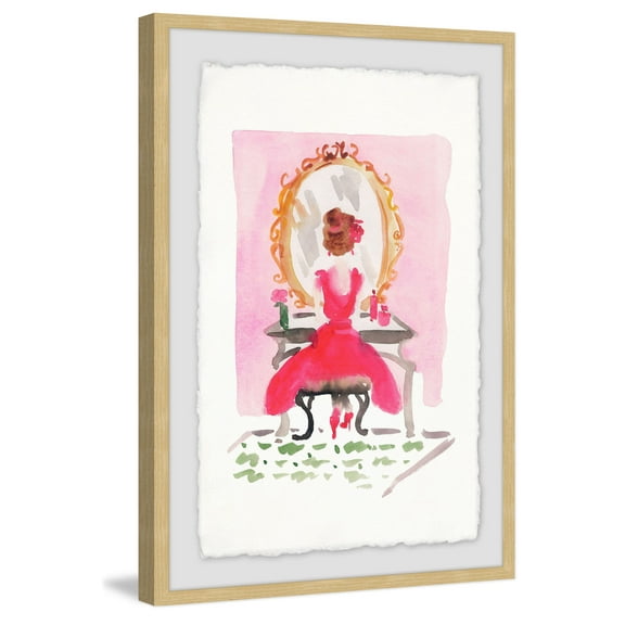 Pink Wall Vanity Framed Painting Print