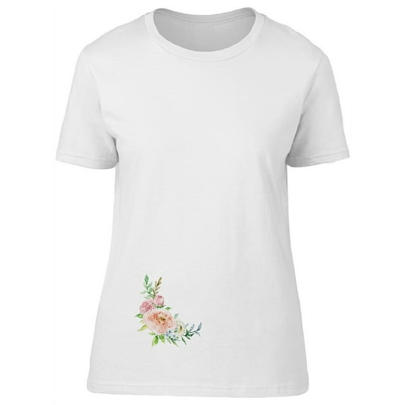 Pink Watecolor Spring Flowers T-Shirt Women -Image by Shutterstock, Female Large