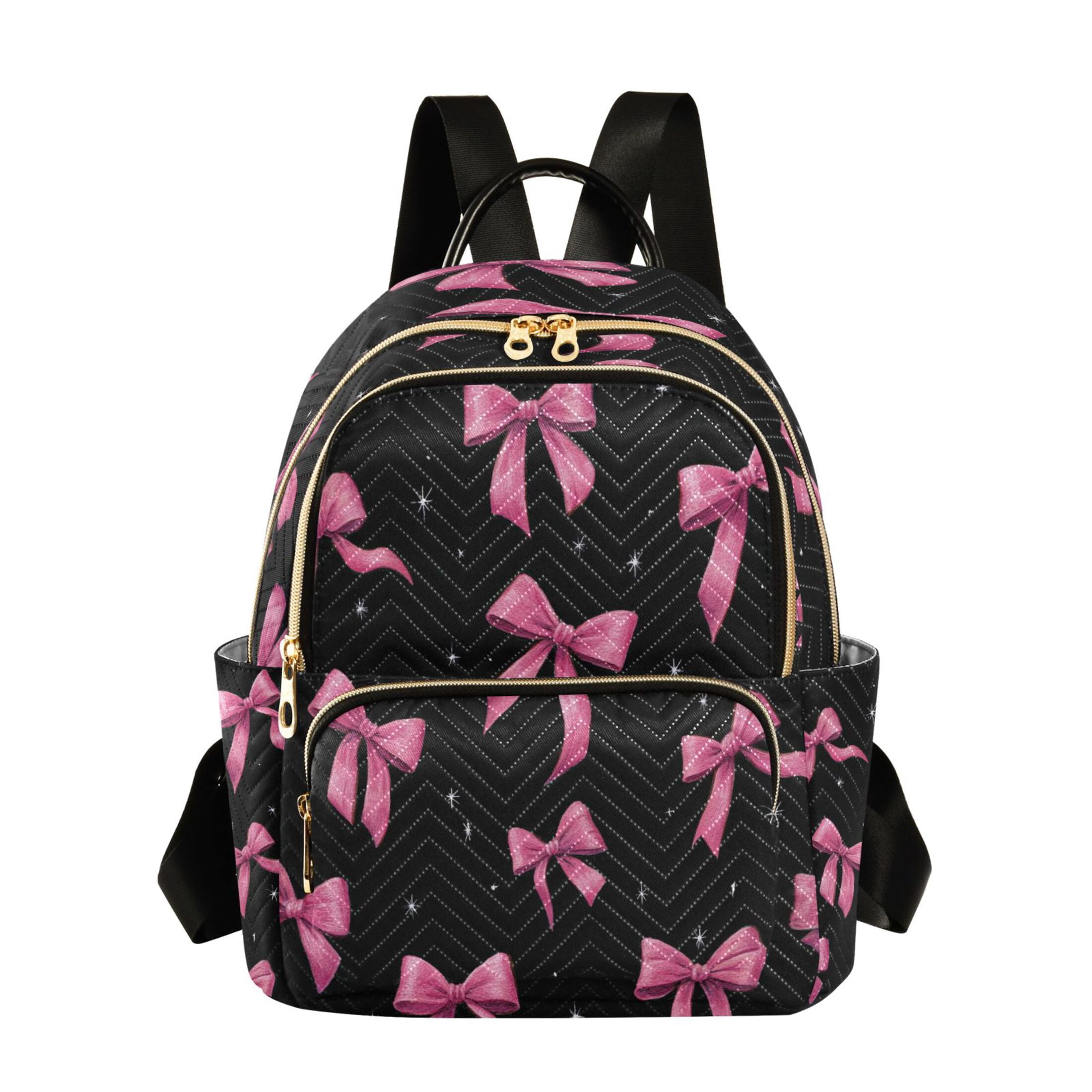 Stylish Black Backpack with Pink Accents Black Classic Flamingo Mini Backpack | The Popular Flamingo main image 3
