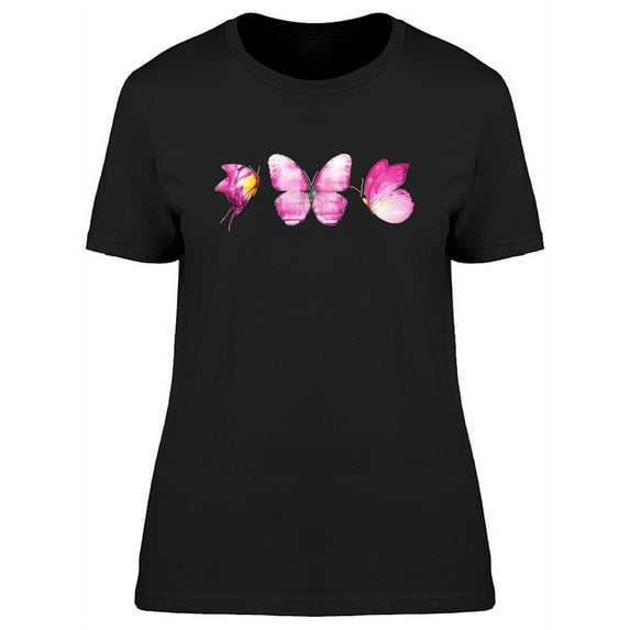 Pink Watercolor Butterflies T-Shirt Women -Image by Shutterstock, Female Medium