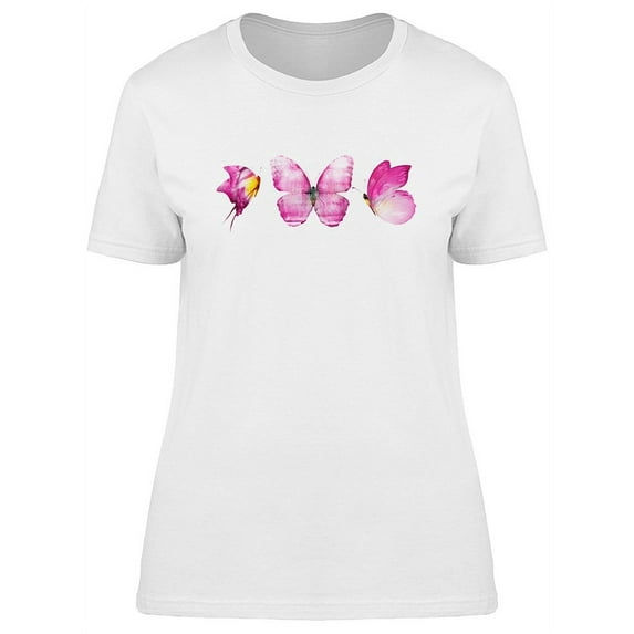 Pink Watercolor Butterflies T-Shirt Women -Image by Shutterstock, Female x-Large