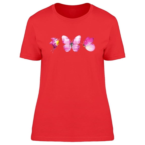 Pink Watercolor Butterflies T-Shirt Women -Image by Shutterstock, Female x-Large