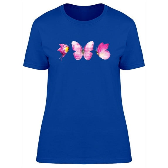Pink Watercolor Butterflies T-Shirt Women -Image by Shutterstock, Female x-Large