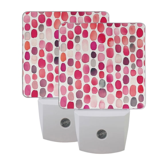 Pink Watercolor Dots LED Night Light with Smart Sensor Plug Into Wall Dusk to Dawn 2 packs