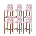 thumbnail image 1 of Pink Watercolor Floral Bar Stool Covers Set of 6, Spring Flower Abstract Art Stretch Washable Bar Chair Covers with Backs, Removable Pub Counter Height Chair Cover for Kitchen Dining Room Cafe, 1 of 7