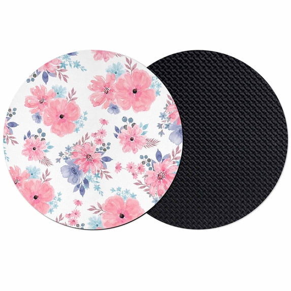 Pink Watercolor Floral Coasters Set of 2, Absorbent Coasters for Drinks, Spring Flower Abstract Art Coaster for Desk Coffee Table Protection, Home Decor House Warming Gifts 4"