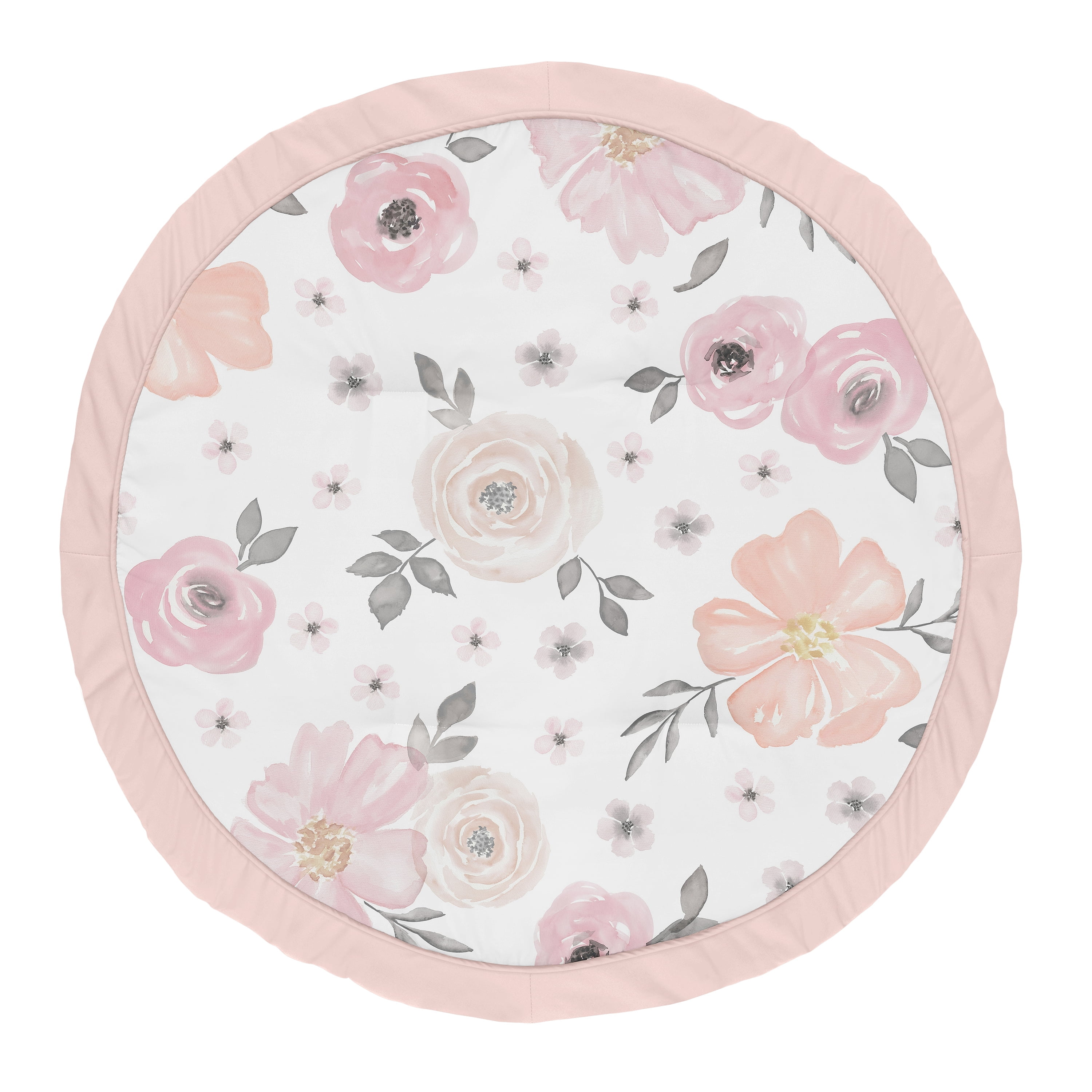 Sweet Jojo Designs Watercolor Floral Pink Grey and White Baby Play Mat