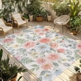 thumbnail image 1 of Pink Watercolor Floral Outdoor Rug for Patio/Deck/Porch, Non-Slip Large Area Rug 5 x 7 Ft, Spring Botanical Leave Flowers Indoor Outdoor Rugs Washable Area Rugs, Reversible Camping Rug Carpet Runner, 1 of 8
