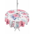 thumbnail image 1 of Pink Watercolor Floral Outdoor Tablecloth - 54 Inch Round Dining Table Cover, Spring Flower Abstract Art Waterproof Outdoor Table Cloth with Umbrella Hole & Zipper for Picnic/Patio/Party, 1 of 7