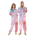 thumbnail image 1 of Pink Watercolor Flowers Adult Onesie Pajamas Slim Fit Christmas One Piece Suit Pjs for Women and Men Hooded Zipper, 1 of 7