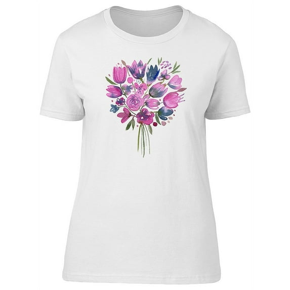 Pink Watercolor Flowers Bouquet Tee Women's -Image by Shutterstock