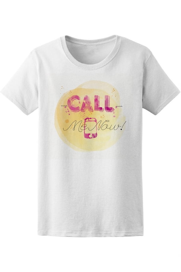 Pink Watercolor Mobile Call Me T-Shirt Women -Image by Shutterstock, Female Large