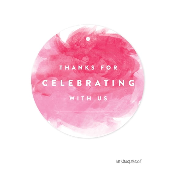 Koyal Wholesale Pink Watercolor Wedding Gift Tags, 24-Pack  Round Circle Party Favor Tags