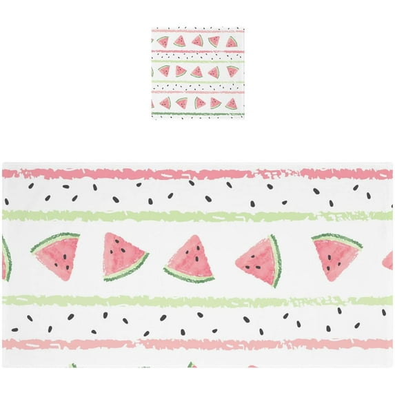 Pink Watermelon Colorful Stripe Cotton Towel Set 2 Piece, 1 Bath Towels 1 Washcloth, Soft Fast Dry Super Absorbent Face Hand Towel for Bathroom Hotel Gym Spa and Beach
