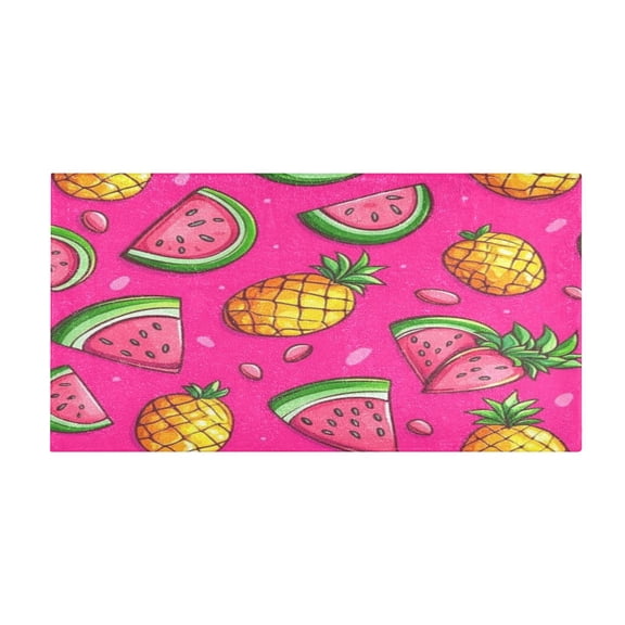 Pink Watermelon Pineapple 39x20" Bath Mat Carpet, Absorbent and Non-Slip for Kitchen or Bathroom, Quick-Drying