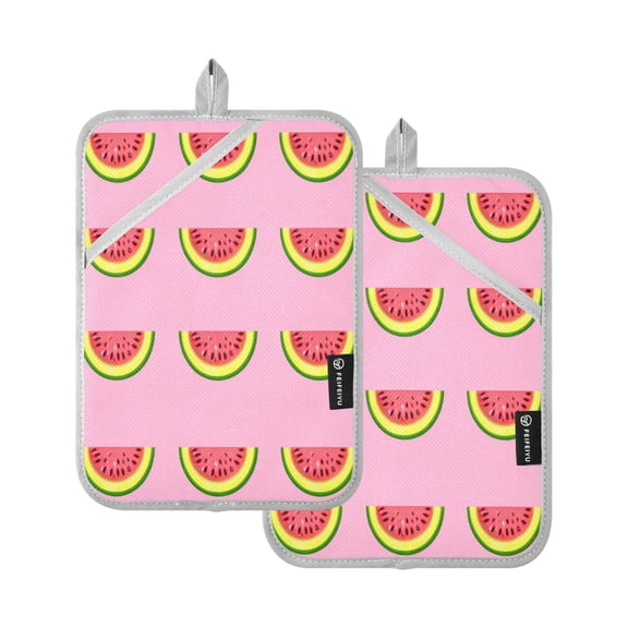 Pink Watermelon Slices 7x9.8in Pot Holder Set Heat-Resistant Oven Hot Pads Durable with Storage Loop