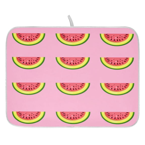 Pink Watermelon Slices Dish Drying Mat for Kitchen, Quick Drying Absorbent Soft Durable 16" x 18"