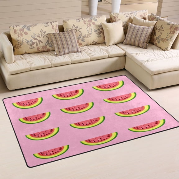 Pink Watermelon Slices Soft Polyester Area Rug 31''x20'', Non Slip, Memory Foam, Water Absorbent