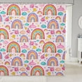 thumbnail image 1 of Pink Waterproof Bathroom Curtain Watercolor Rainbow Bath Curtain, Chic Floral Flower Shower Curtain Teal Blue Clouds Bathroom Curtains, Groovy Party Shower Accessories, 1 of 4