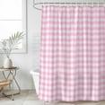 thumbnail image 1 of Pink Waterproof Fabric Shower Curtain,Country French Rustic Buffalo Plaid Modern Art Waterproof Fabric Shower Curtain for Bathroom Curtains Bathtubs Hotel Shower Curtains with 12 Hooks Long 72x78in, 1 of 8