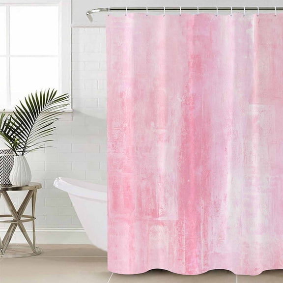 Pink Waterproof Fabric Shower Curtain, Retro Oil Painting Modern Abstract Art Aesthetics Shower Curtain for Bathroom Curtains Bathtubs Hotel Washable Shower Curtains with 12 Hooks Standard 60x72