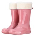 thumbnail image 1 of Pink Waterproof Non-Slip Rubber Boots For Women Fleece Lined Mid Calf Work Shoes Comfortable Casual Outdoor Indoor Winter Footwear Pvc Upper Size 40 2.15 Lbs, 1 of 4