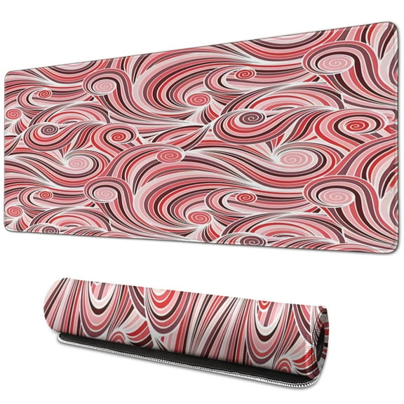 Pink Is a Wave desk Mouse Padwaterproofnon Slip Line Series for Office Home Work Gaminggaming Mouse PadRubber Base Mousepad with Stitched Edges 31.5x11.8inches
