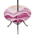 thumbnail image 1 of Pink Waves Coastal Round Outdoor Tablecloth with Umbrella Hole Zipper, Pink Ombre Summer Beach Oceans Elastic Fitted Table Cover, Waterproof Table Cloth for Patio Picnic Party Fits 36"-44", 1 of 9
