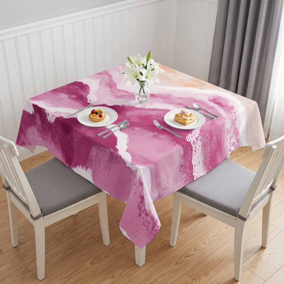 Pink Waves Coastal Table Cloth Waterproof Tablecloths, Pink Ombre Summer Beach Oceans Tablecloth Dining Table Cover for Kitchen Party Tabletop Outdoor, Square Tablecloth 60x60 Inch