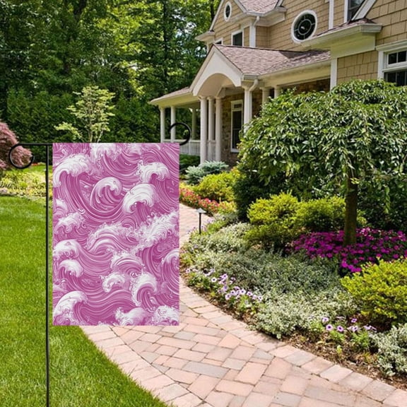 Pink Waves Garden Flag Double Sided 12 x 18 Inch Outside Yard Decoration Outdoor Flag