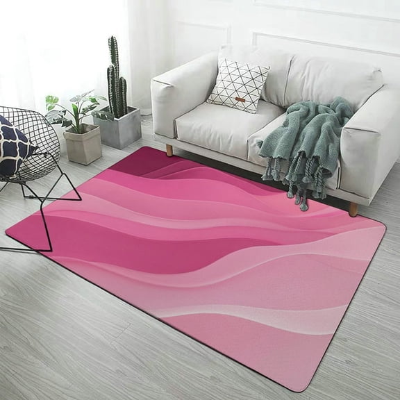 Pink Wavy Abstract Art Carpet Style Living Room Bedroom Soft Comfy Rug Modern 3d Entry Door Mats Household 47"x 31.5"