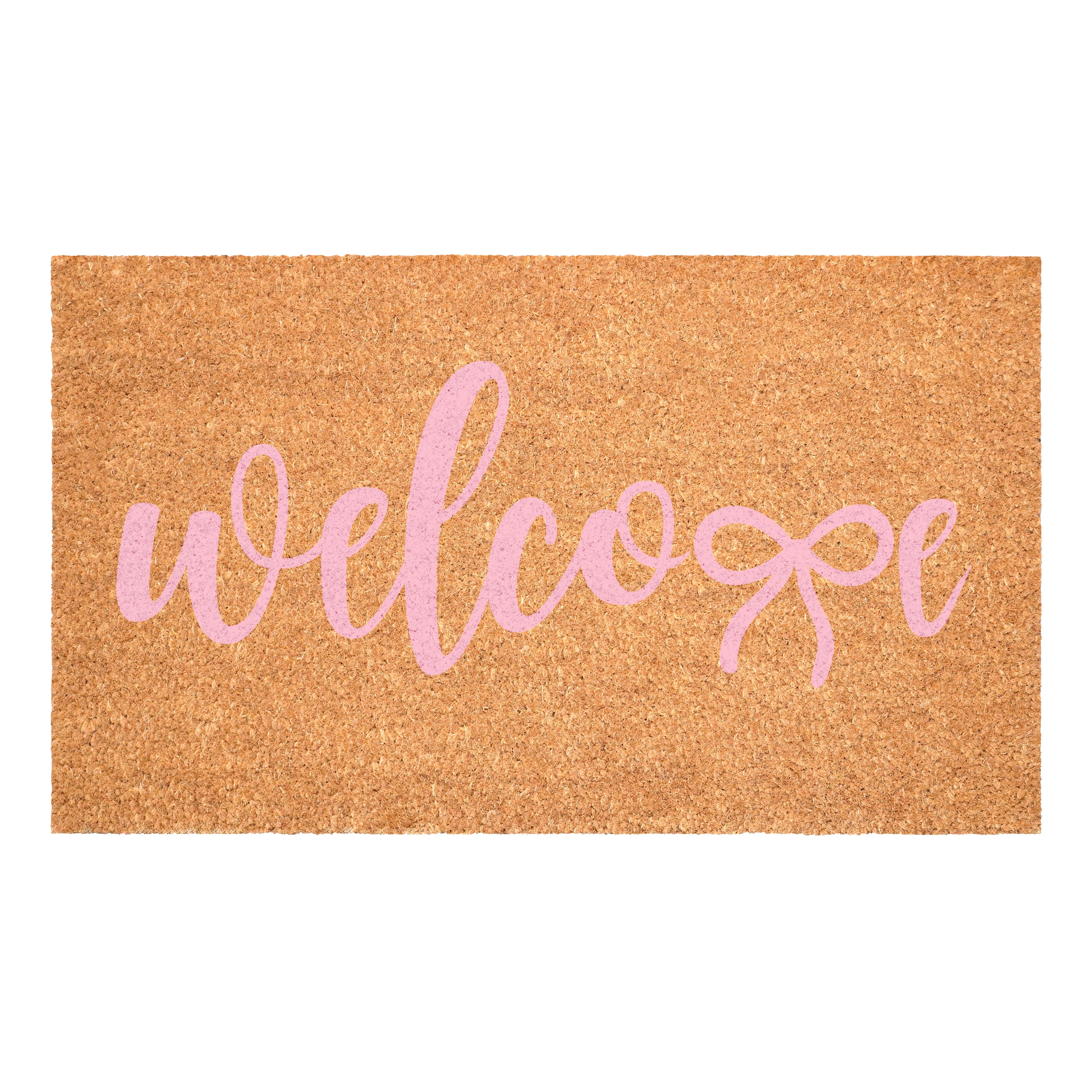 Pink Welcome Bow Doormat, 17" x 29"