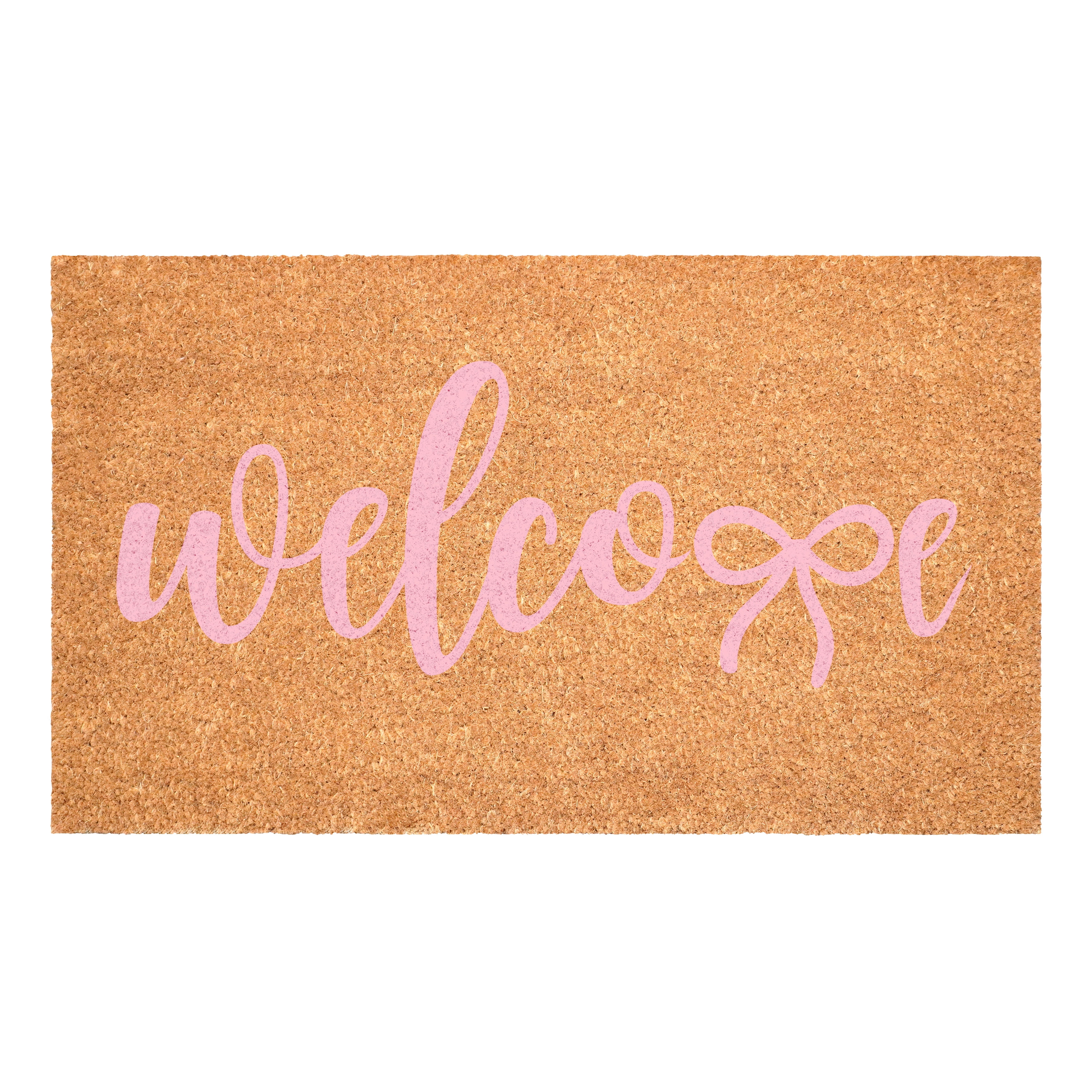 Pink Welcome Bow Doormat, 24" x 36"