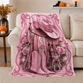 thumbnail image 1 of Pink Western Cowgirl Boots Saddle Equestrian, Rustic Farmhouse Horse Scene, Warm Flannel Blanket for Ranch House and Living Room, Horse Lovers Housewarming Gift, Rustic Home Decor, 1 of 9