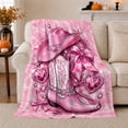 thumbnail image 1 of Pink Western Cowgirl Glam Country, Playful Rustic Scene, Warm Flannel Blanket for Living Room and Bedroom, Celestial Art Lovers Valentine's Day Gift, Rustic Home Decor, 1 of 9