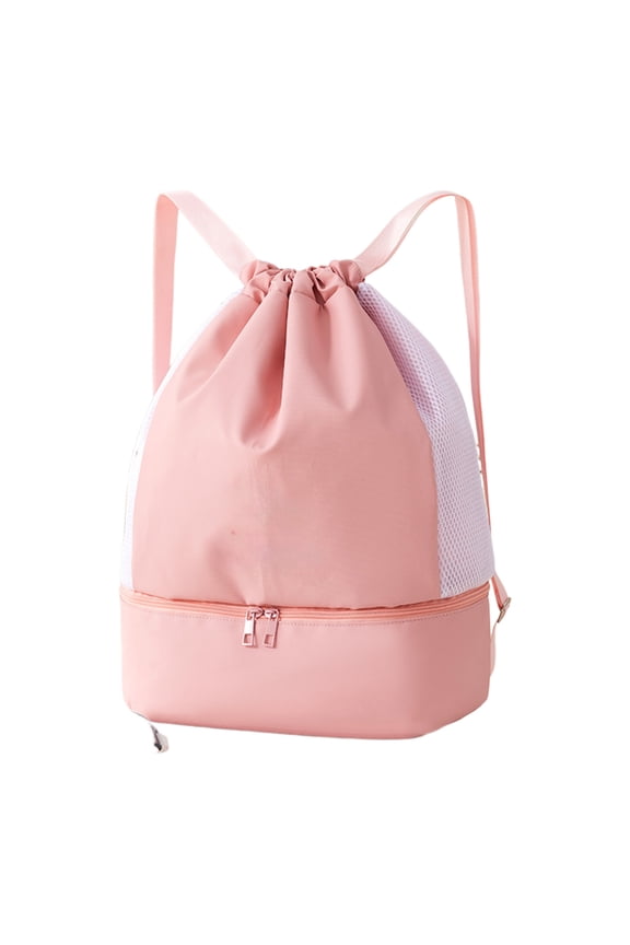 Pink Wet Dry Separation Swim Backpack Waterproof Gym Bag With Shoe Compartment For Beach Pool Travel