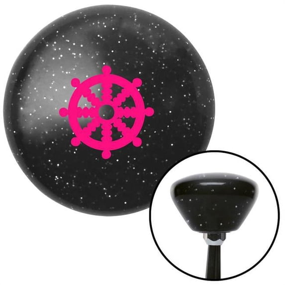 Pink Wheel of Dharma Black Retro Metal Flake Shift Knob with M16 x 1.5 Insert Auto Brody