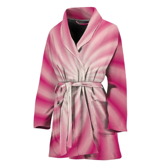 Pink Whirlpool Spiral Women Bathrobe One Size Univeral Fits Fashion Lightweight Plush Fleece Long Robe For Women