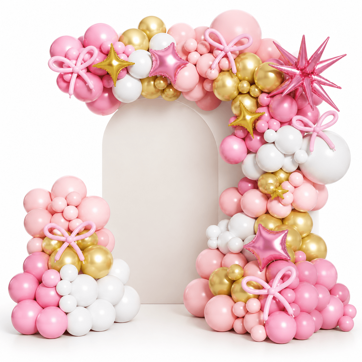 Pink White 107-Piece Balloon Arch Garland Kit with Explosion Star Foil ...