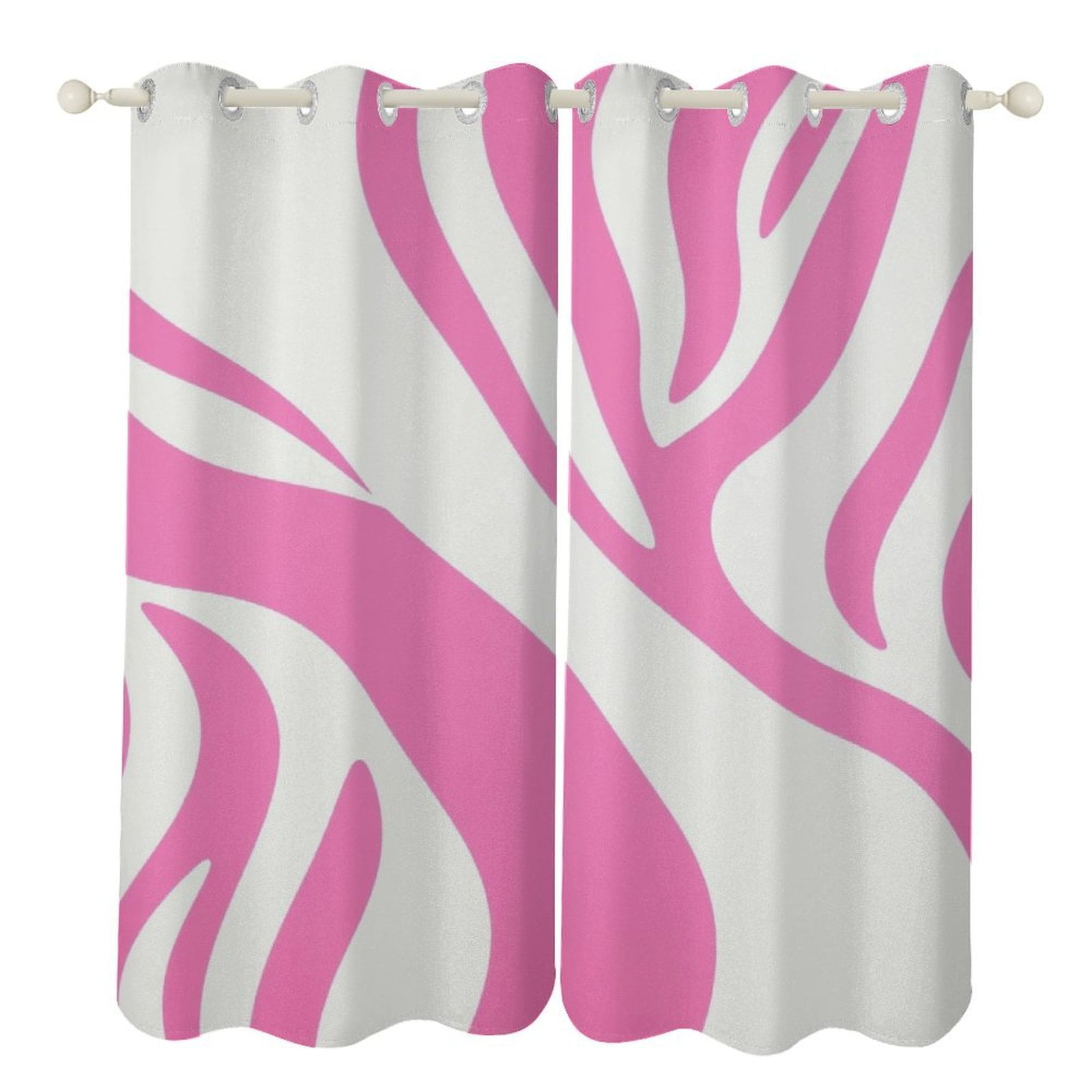 Pink White Abstract Pattern Curtains Outdoor Decor Curtain Panels With ...