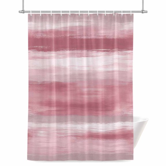 Pink and White Abstract Shower Curtain, Mottled Oil Painting Texture Modern Waterproof Shower Curtain Set with 12 Hooks Lightweight Bath Curtains Fabric Bathroom Decor 72x78 Inches