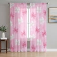 thumbnail image 1 of Pink White Bow Sheer Curtains 63 Inch Length 2 Panels Set Window Treatments, Modern Art Watercolor Bowknot Rod Pocket Semi Curtains for Living Room/Bedroom/Kitchen Décor, 104"W x 63"L, 1 of 7