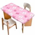 thumbnail image 1 of Pink White Bow Table Cloths for 4 Foot Rectangle Tables, Modern Art Watercolor Bowknot Patio Waterproof Elastic Fitted Tablecloths, Washable Rectangular Table Cover for Camping, 1 of 8