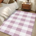 thumbnail image 1 of Pink White Buffalo Check 2.7x5 Area Rugs, Farmhouse Plaid Modern Geometric Non-Skid Rubber Backing Large Rectangle Rugs - Living Room Bedroom Home Office, Indoor Floor Mat Carpets Washable Rug, 1 of 1