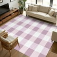 thumbnail image 1 of Pink White Buffalo Check 5x8 Area Rugs, Farmhouse Plaid Modern Geometric Non-Skid Rubber Backing Large Rectangle Rugs - Living Room Bedroom Home Office, Indoor Floor Mat Carpets Washable Rug, 1 of 9